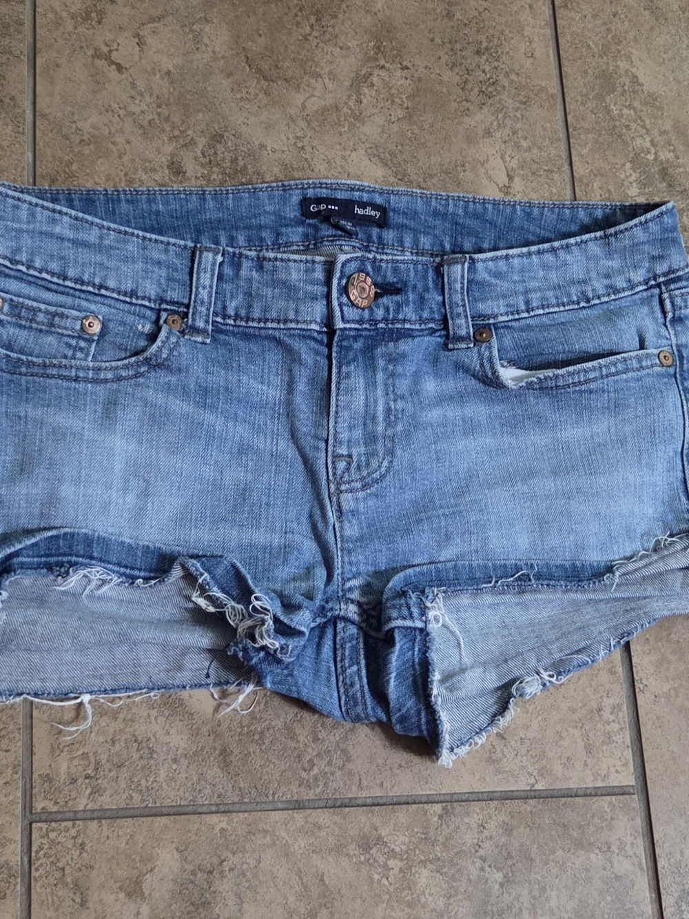 GAP Hadley Medium Blue Denim Shorts with Button Fly
